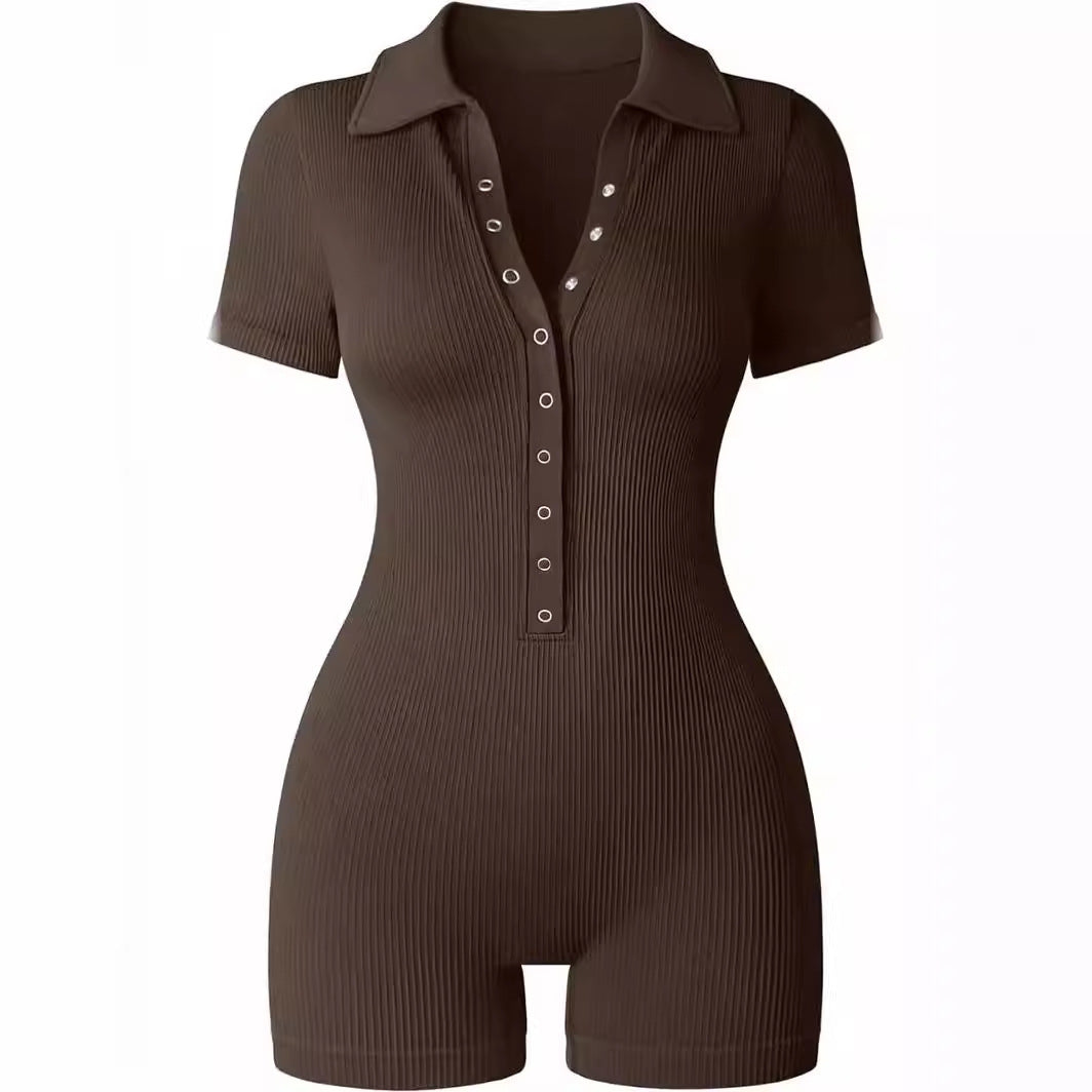European And American Rib V-neck Elastic Waist-tightening Sports Women&