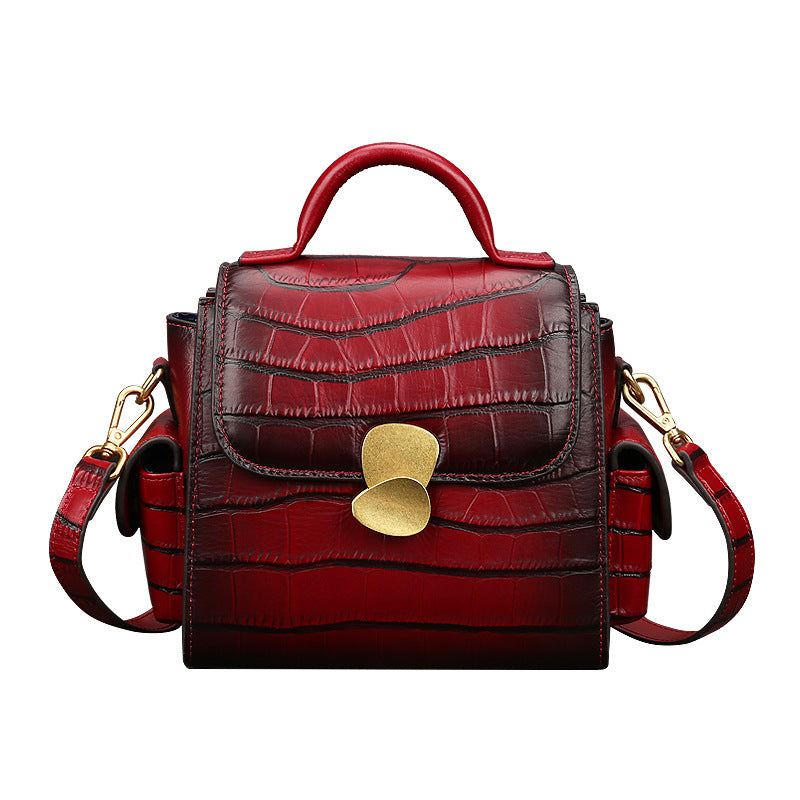 One-shoulder Messenger First Layer Cowhide Grain Leather Handbags