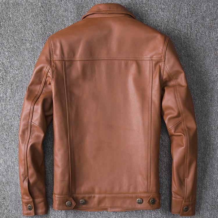 Top Layer Cowhide Leather Single-Breasted Men&