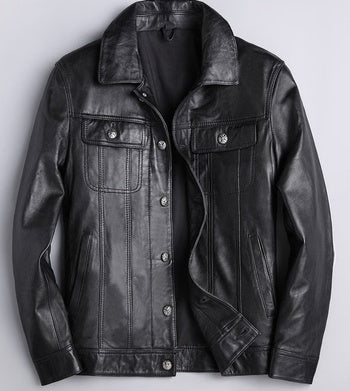 Top Layer Cowhide Leather Single-Breasted Men&