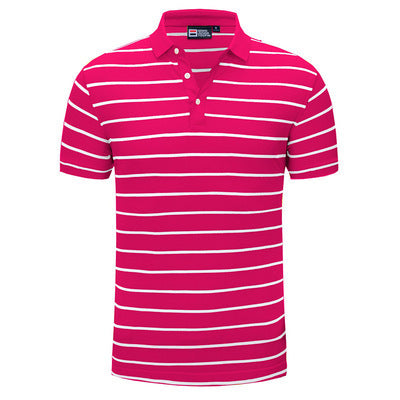 Casual Polo Shirt Striped Lapel Short Sleeve T-Shirt