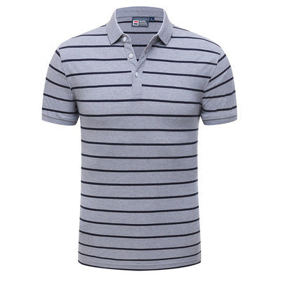 Casual Polo Shirt Striped Lapel Short Sleeve T-Shirt