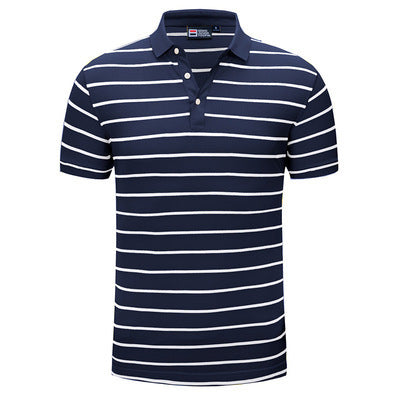 Casual Polo Shirt Striped Lapel Short Sleeve T-Shirt