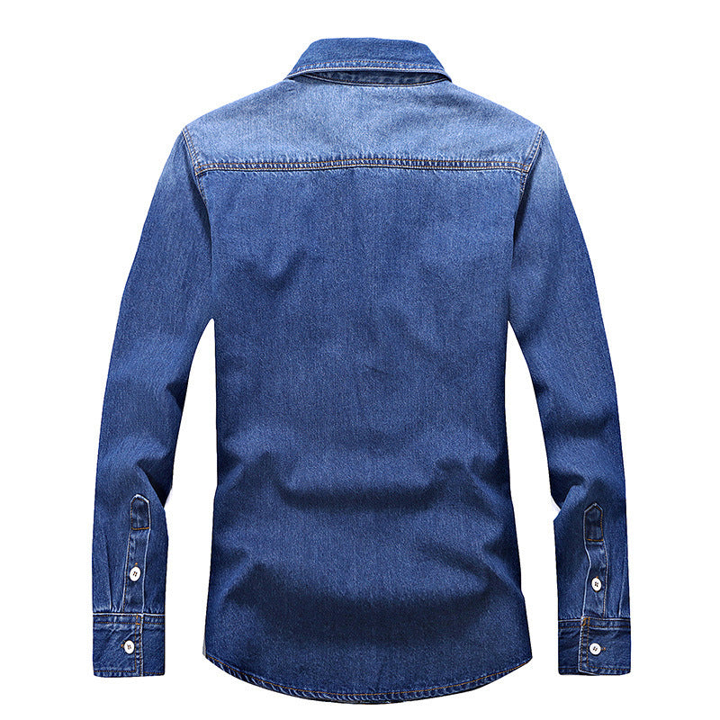 Denim Cotton Jeans Shirt Slim Long Sleeve