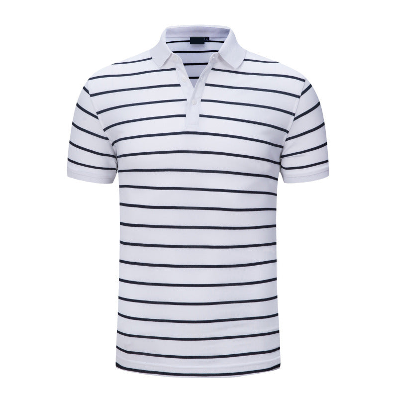 Casual Polo Shirt Striped Lapel Short Sleeve T-Shirt
