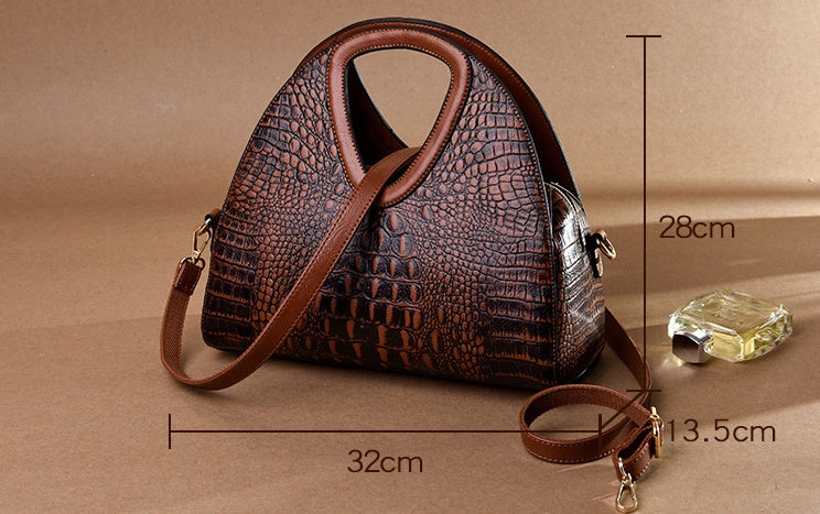 Ladies One Shoulder Crossbody Embossed Soft Leather Tote