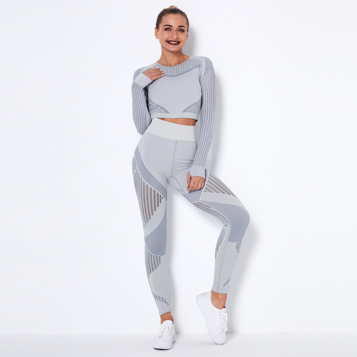 Seamless Knitted Absorbent Yoga Long-Sleeved Yoga Suit