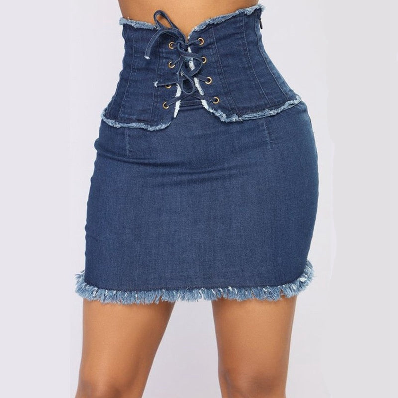 High Waist Casual Denim Skirt Sexy Pocket Pencil Mini Skirt Jeans