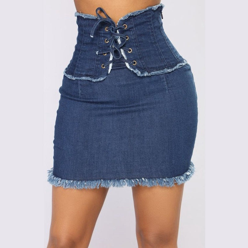 High Waist Casual Denim Skirt Sexy Pocket Pencil Mini Skirt Jeans