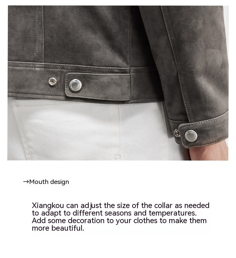 Sheepskin Light Luxury Genuine Leather Lambskin Suede Lapel Jacket