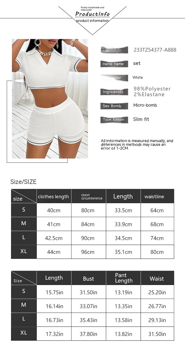 European And American Lapel Patchwork Rib Short Women&