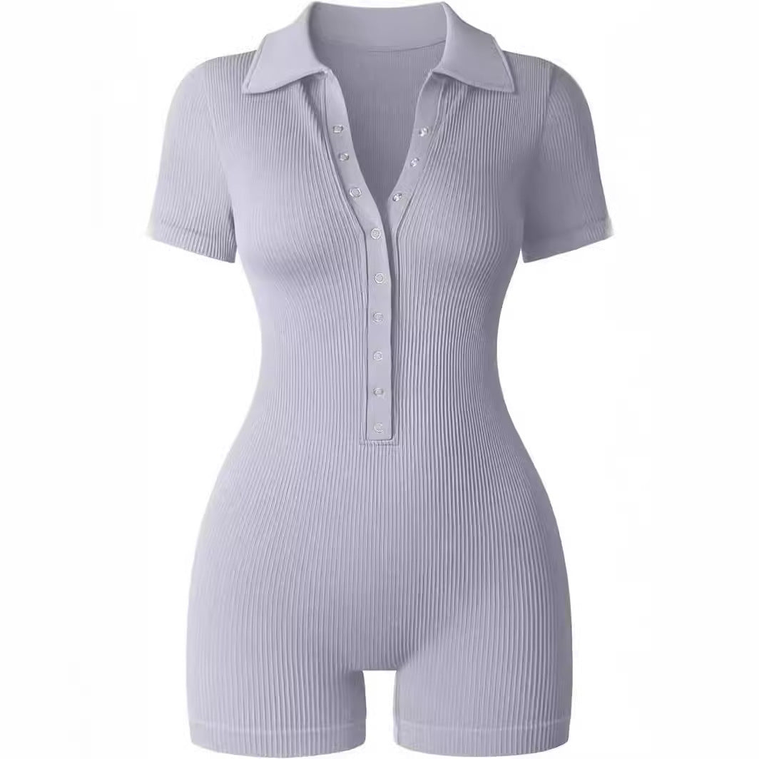 European And American Rib V-neck Elastic Waist-tightening Sports Women&