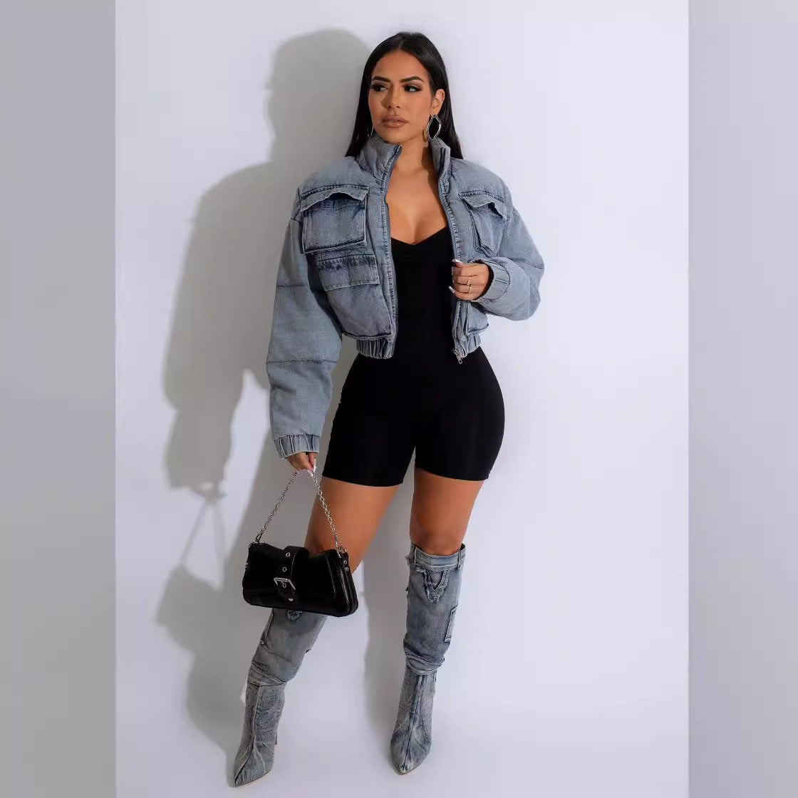 Stylish Multi-Pocket Denim Cotton Jacket Coat