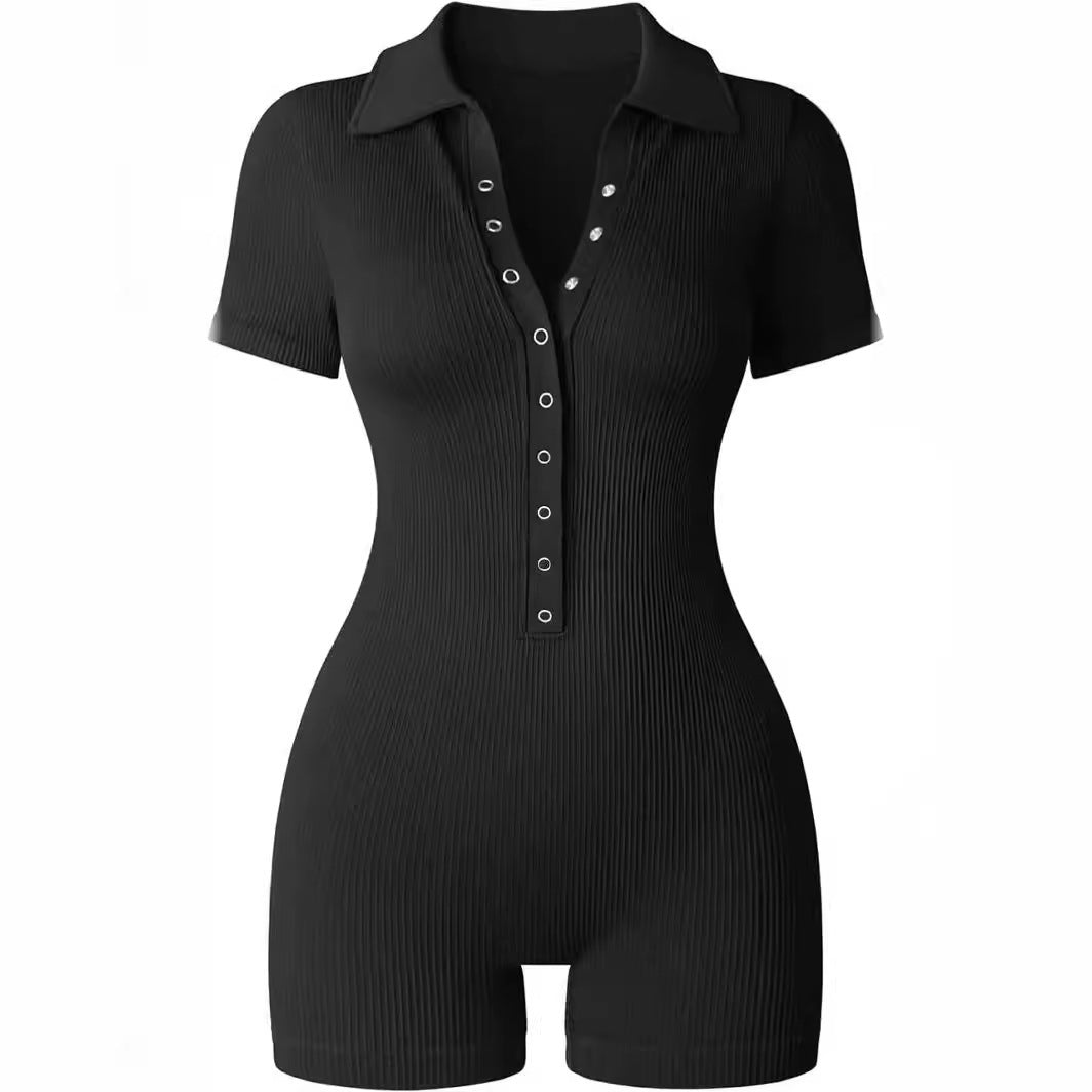 European And American Rib V-neck Elastic Waist-tightening Sports Women&
