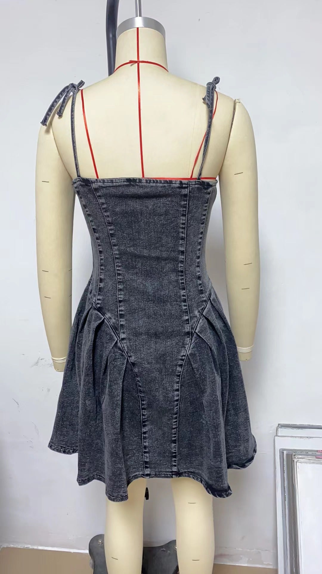 Personality Street Splicing Sling Denim Dress