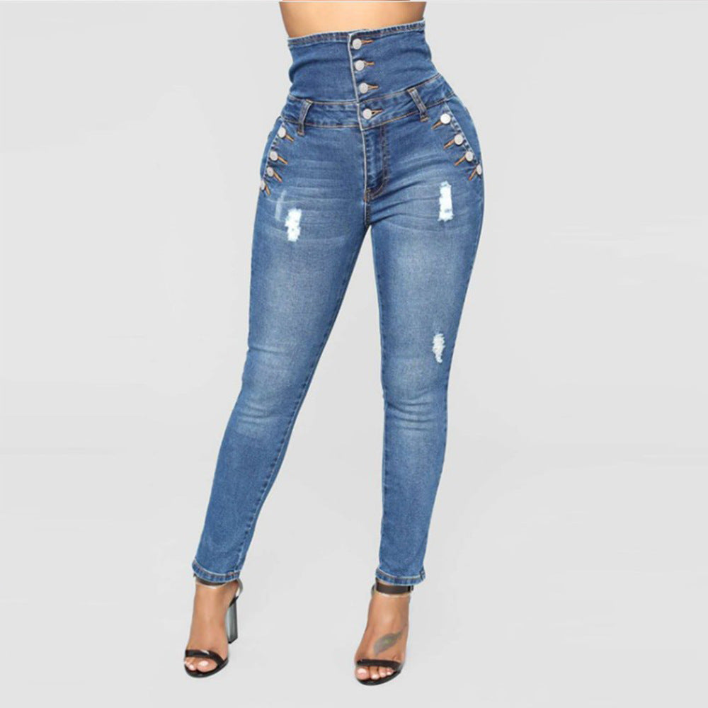 High Stretch Waist Skinny Denim Jeans