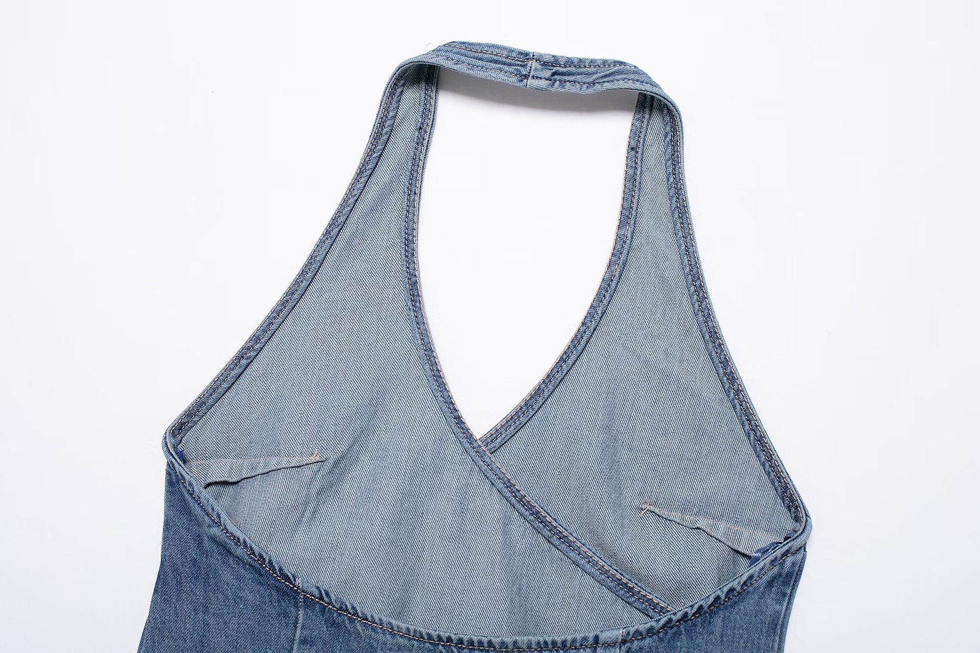 Summer Denim Hanging Collar Top Women&