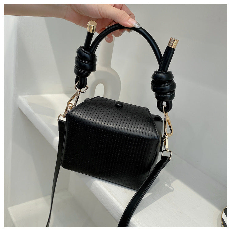 Square Box Bag Vertical Stripe Embroidery Thread
