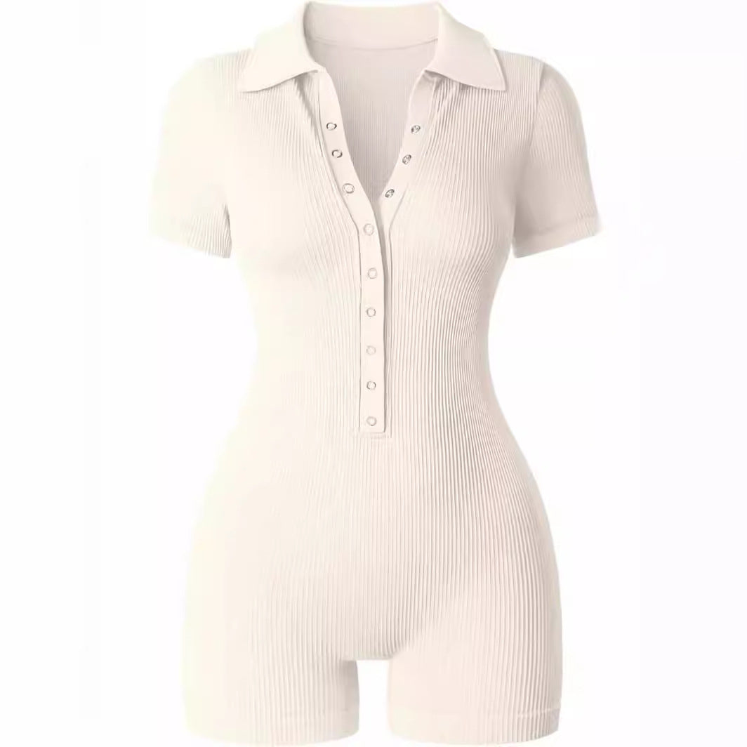 European And American Rib V-neck Elastic Waist-tightening Sports Women&