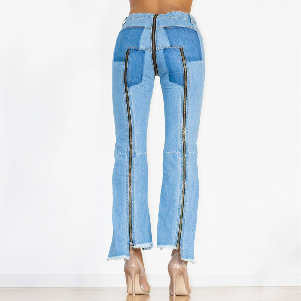 Shascullfites Women Split Straight Jeans Women Club Dancing Pants