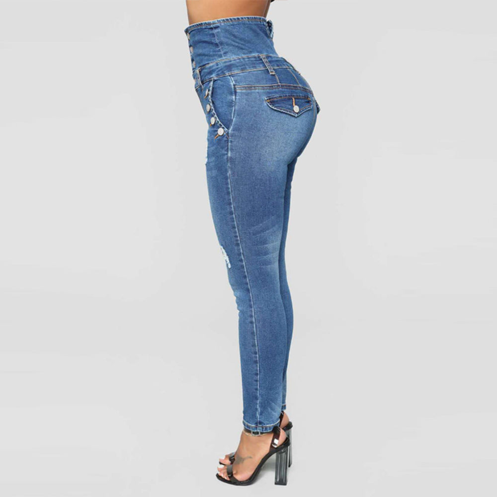 High Stretch Waist Skinny Denim Jeans