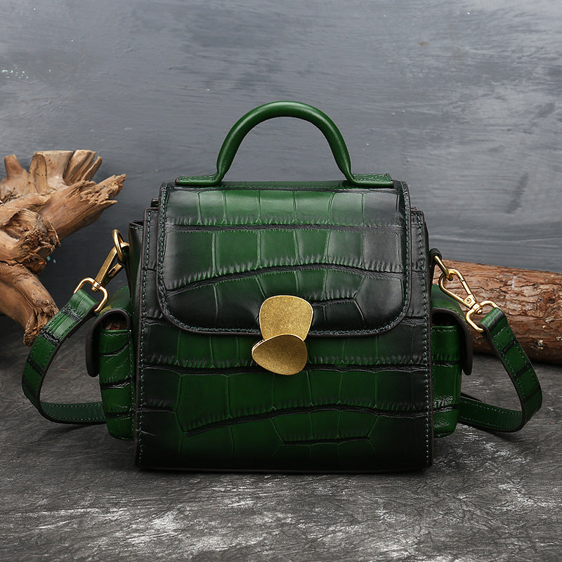 One-shoulder Messenger First Layer Cowhide Grain Leather Handbags