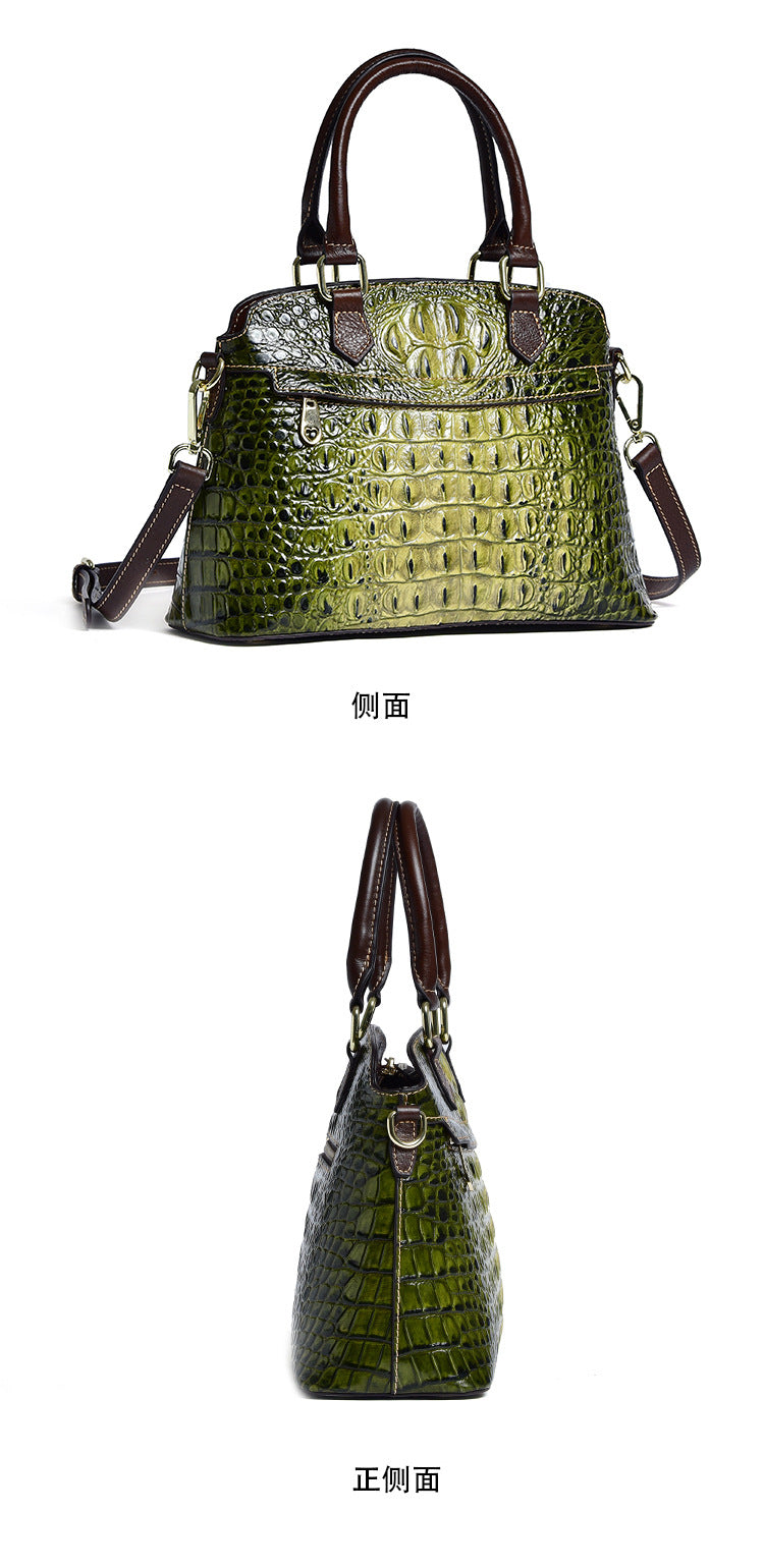 Vintage Embossed Pattern Head Layer Cowhide One-shoulder Messenger Bag