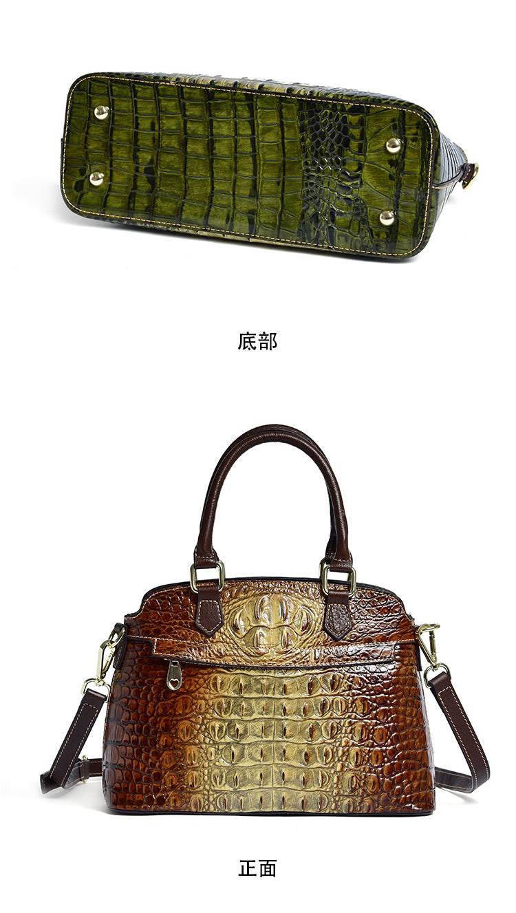 Vintage Embossed Pattern Head Layer Cowhide One-shoulder Messenger Bag