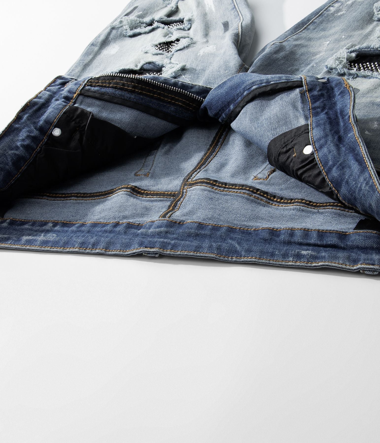 Black Patch Paint Design Jeans