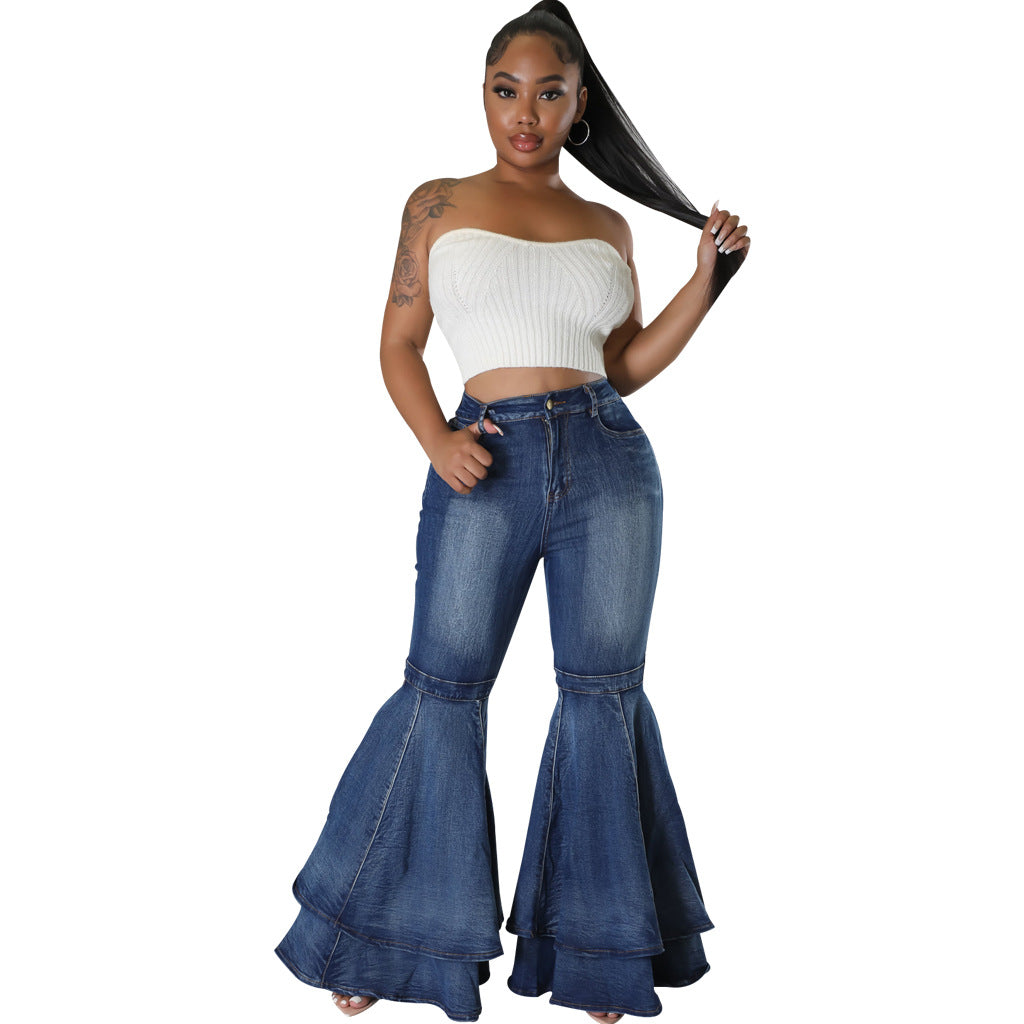 All-Match Wide Leg Denim Stretch Flared Pants
