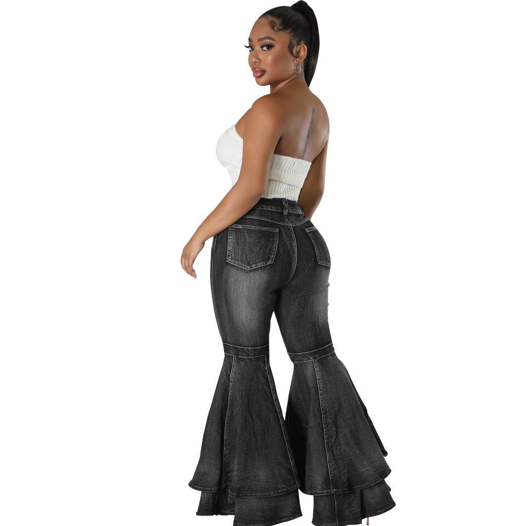 All-Match Wide Leg Denim Stretch Flared Pants