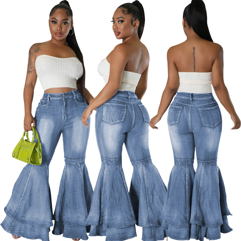 All-Match Wide Leg Denim Stretch Flared Pants