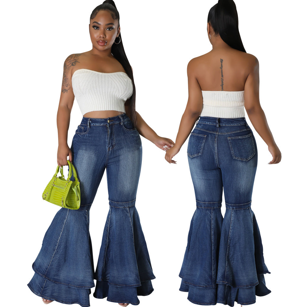 All-Match Wide Leg Denim Stretch Flared Pants