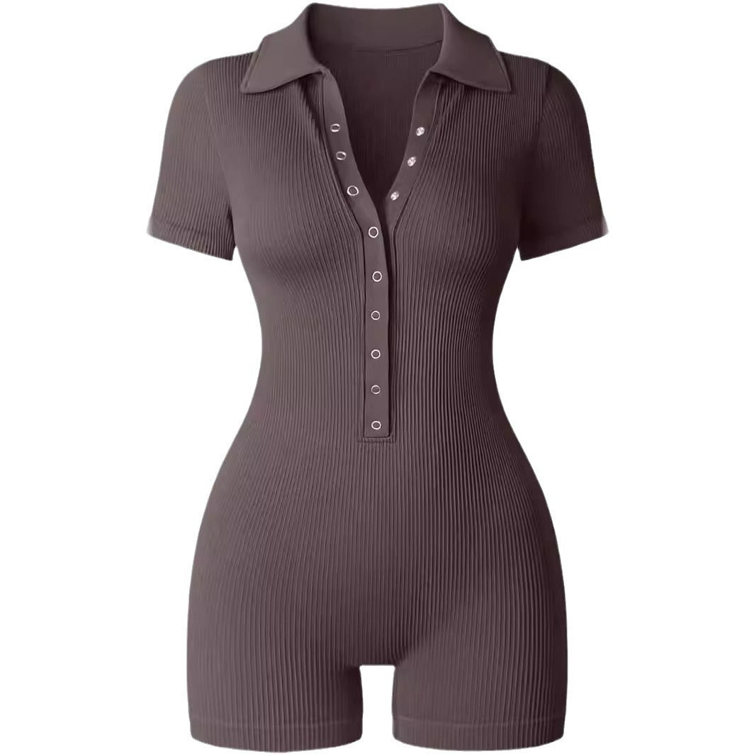 European And American Rib V-neck Elastic Waist-tightening Sports Women&