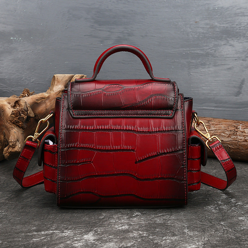 One-shoulder Messenger First Layer Cowhide Grain Leather Handbags