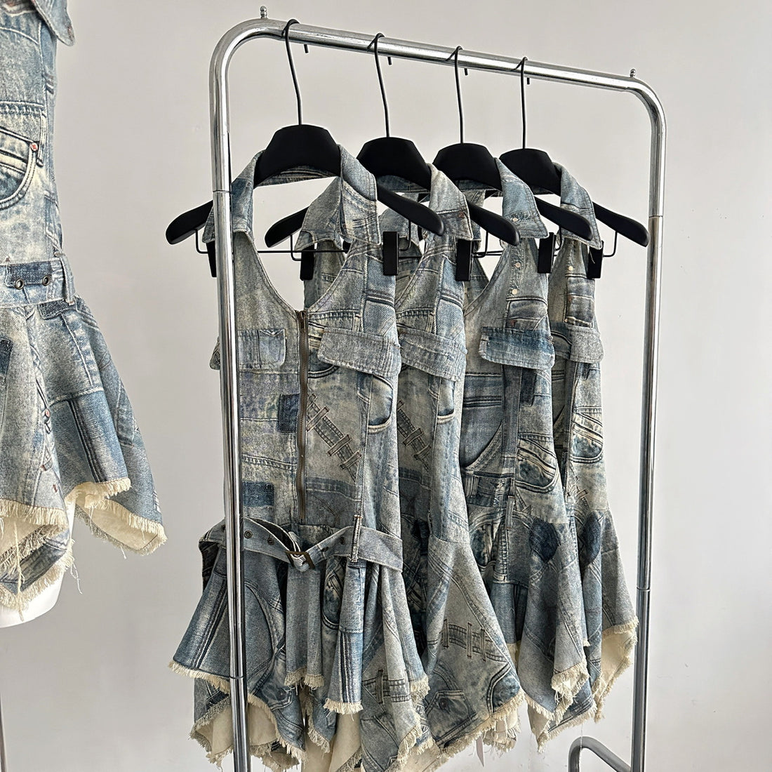 Waist-tight Halter Denim Dress Women&