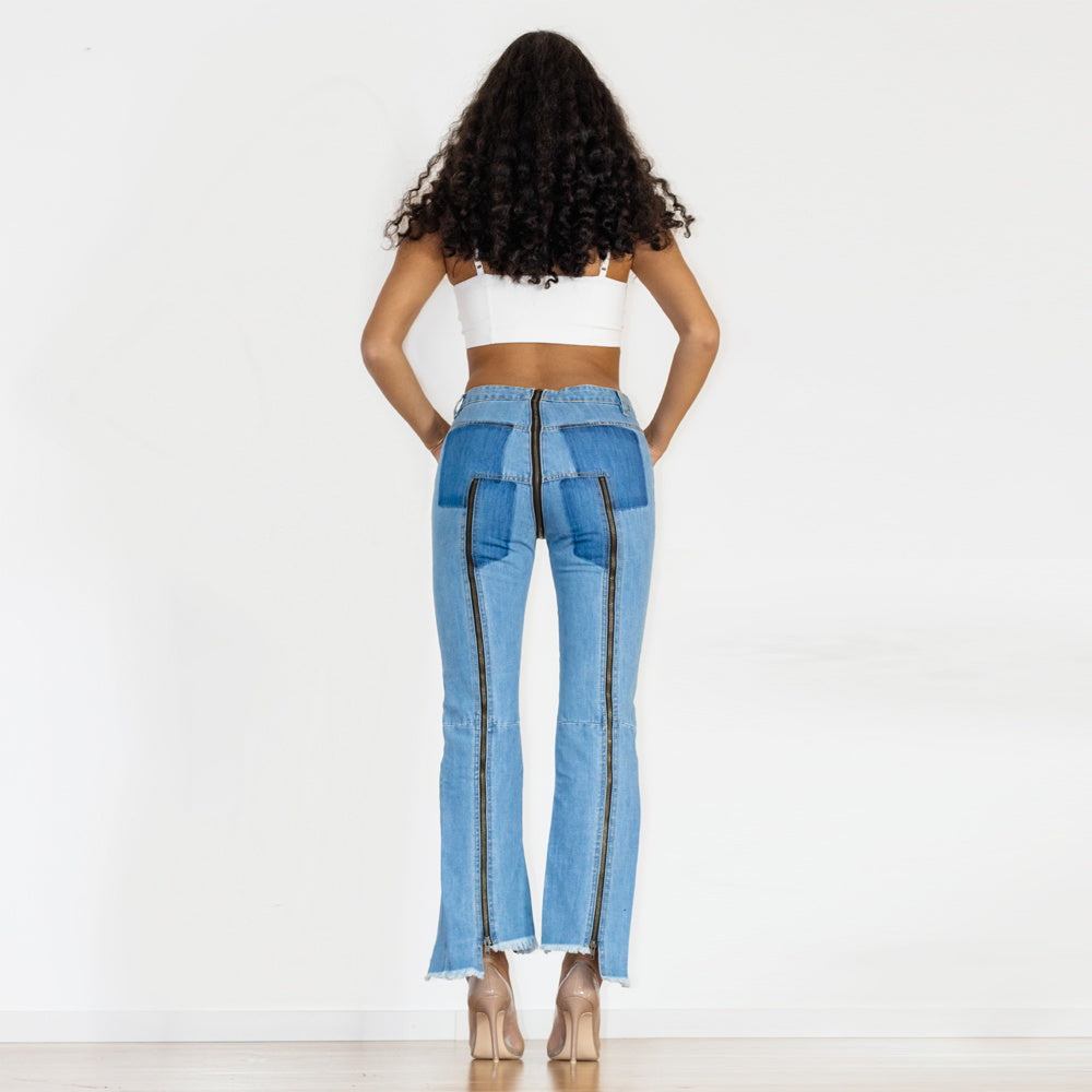 Shascullfites Women Split Straight Jeans Women Club Dancing Pants