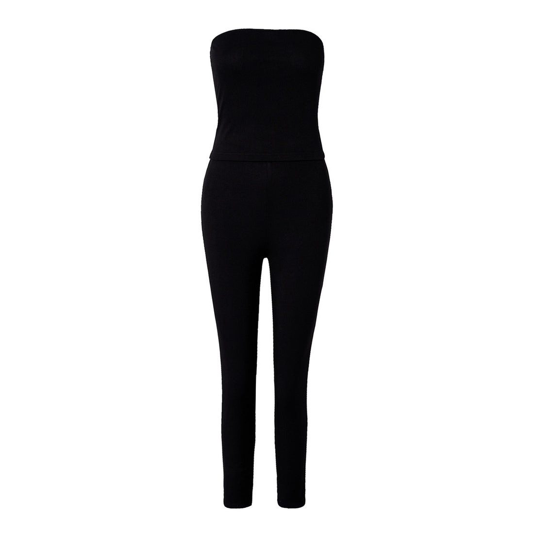 Strapless Pants Suit European And American Leisure Skinny Knit 2 Pieces Suit