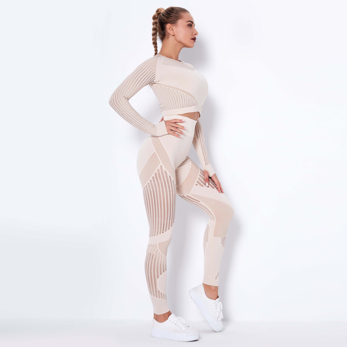 Seamless Knitted Absorbent Yoga Long-Sleeved Yoga Suit