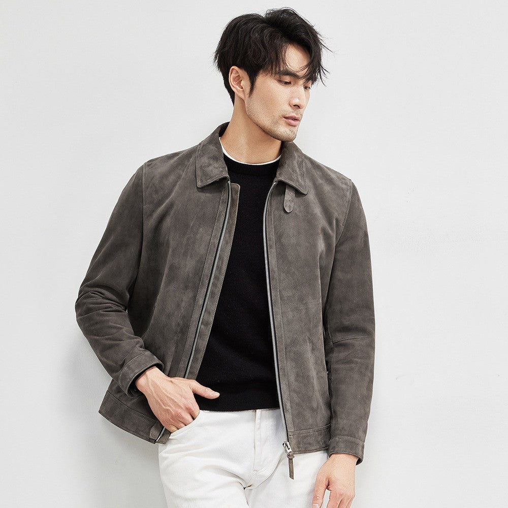 Sheepskin Light Luxury Genuine Leather Lambskin Suede Lapel Jacket