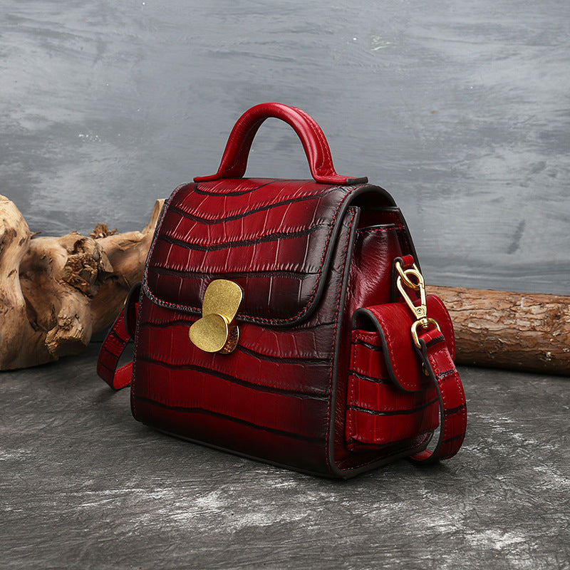 One-shoulder Messenger First Layer Cowhide Grain Leather Handbags