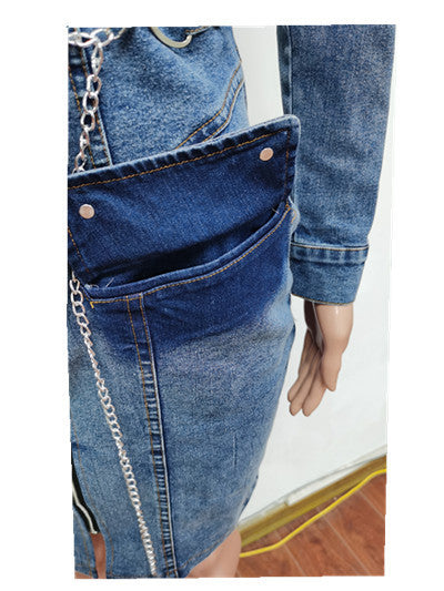 Denim Dress, Stretch Slim Belt Dress