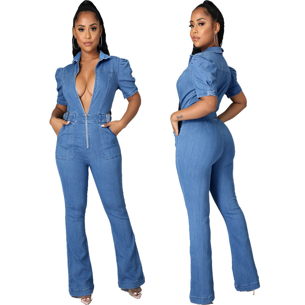 Trendy Slim Fit Denim Jumpsuit