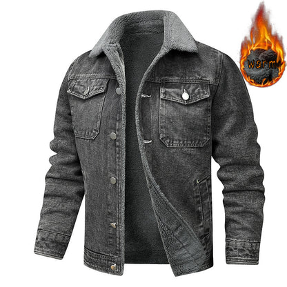 Denim Coat Fleece-lined Men Fashion Brands Jacket