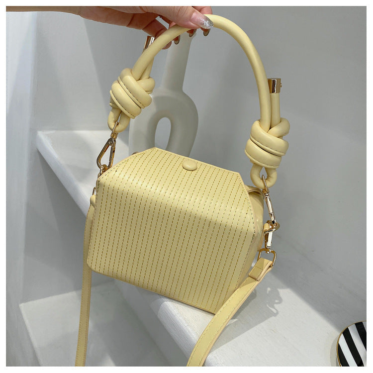 Square Box Bag Vertical Stripe Embroidery Thread
