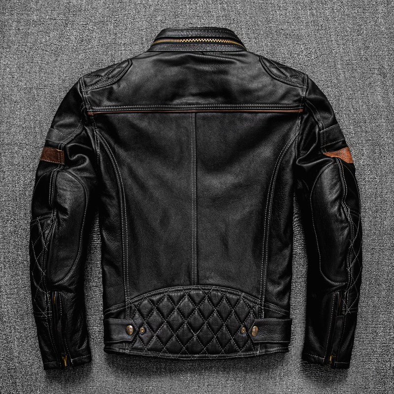 First Layer Cowhide Leather Coat Men&