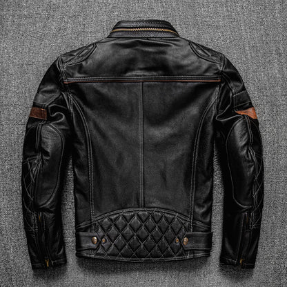 First Layer Cowhide Leather Coat Men&