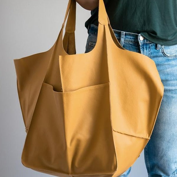 Retro PU Soft Pitot Bag - Large Capacity Single Shoulder Portable Simple Tote