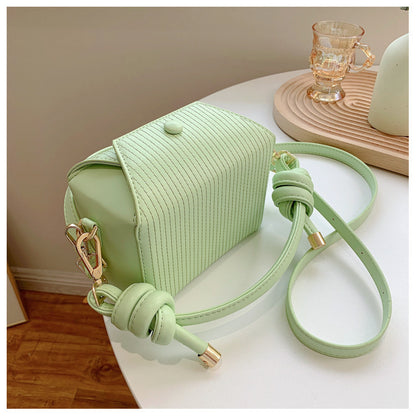 Square Box Bag Vertical Stripe Embroidery Thread