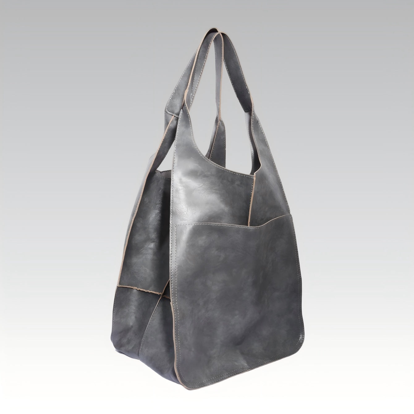 Retro PU Soft Pitot Bag - Large Capacity Single Shoulder Portable Simple Tote